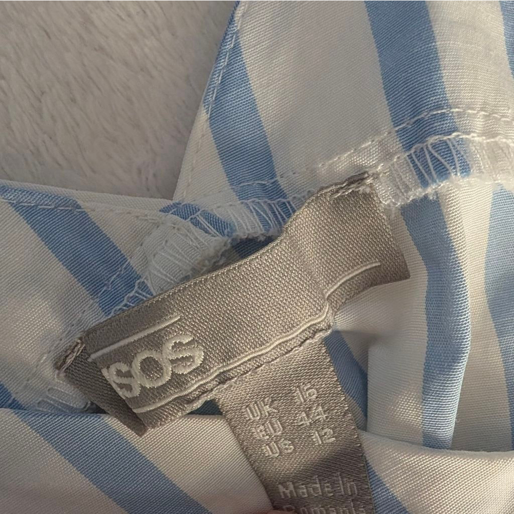 ASOS Striped White Blue Maxi Dress - Size 12 - Picture 4 of 11